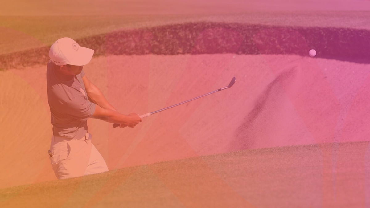 A golfer competes at the Olympics.