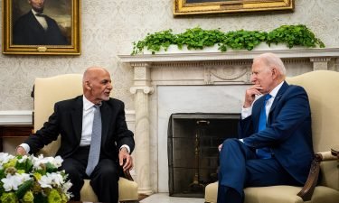 President Joe Biden hosts Afghanistan President Ashraf Ghani in the Oval Office at the White House June 25.