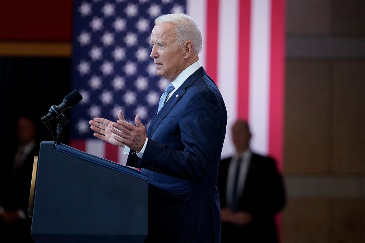 <i>Evan Vucci/AP</i><br/>President Joe Biden delivers a speech on voting rights at the National Constitution Center