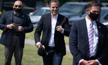 Hunter Biden walks to Marine One on the Ellipse outside the White House May 22