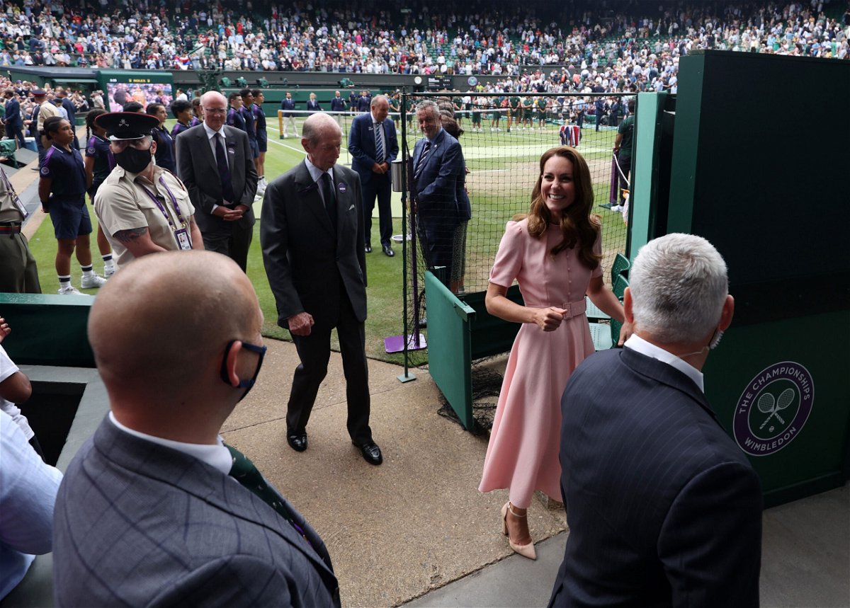 <i>Steven Paston/Pool/Getty Images</i><br/>Kate leaves Centre Court at Wimbledon during finals weekend.