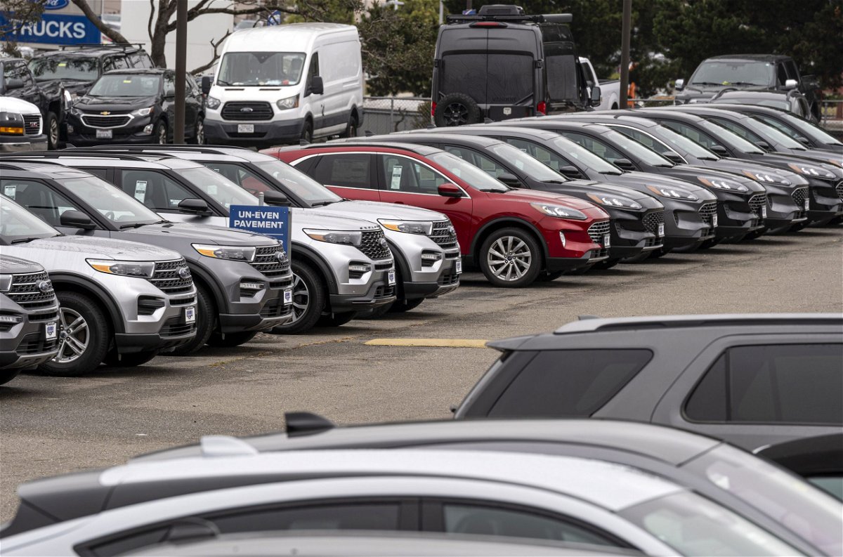 <i>David Paul Morris/Bloomberg/Getty Images</i><br/>Vehicles for sale at a Ford Motor Co. dealership in Colma