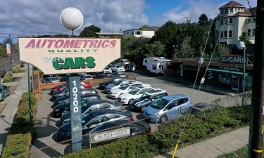 Used cars sit on the sales lot at Autometrics Quality Used Cars on March 15 in El Cerrito