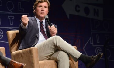 Political commentator Tucker Carlson speaks during Politicon 2018 at Los Angeles Convention Center on October 21