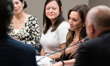 Vice President Kamala Harris meets with Democrats from the Texas state legislature at the American Federation of Teachers
