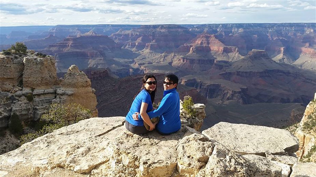 <i>Courtesy Mae and Jon Takagi</i><br/>Fortuna and Takagi at the Grand Canyon.