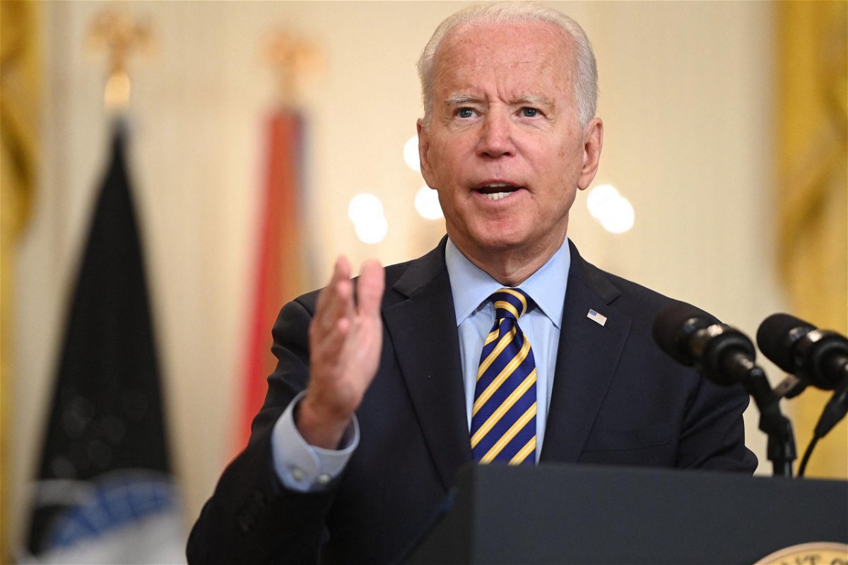 <i>SAUL LOEB/AFP/Getty Images</i><br/>US President Joe Biden speaks about the situation in Afghanistan from the East Room of the White House on July 8.