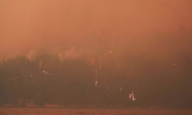 Heavy smoke and flames on the west side of Butte Valley Reservoir from the Dixie fire in Plumas County