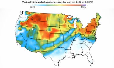Large wildfires burning across the US will blanket the country in smoke from California to New York.
