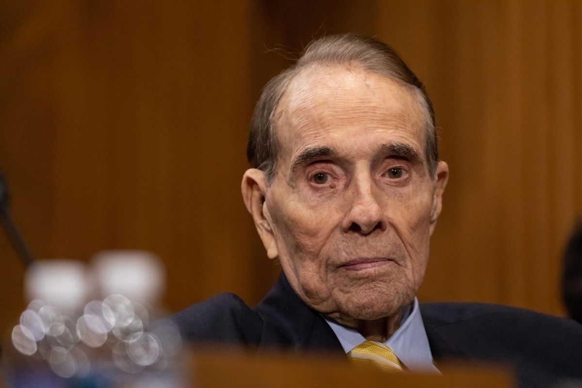 <i>Cheriss May/NurPhoto/Getty Images</i><br/>Bob Dole appears at a Senate Foreign Relations Committee confirmation hearing on Capitol Hill in Washington on Thursday