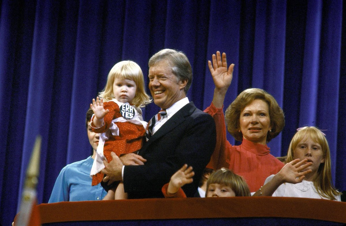 <i>Diana Walker/The Chronicle Collection/Getty Images</i><br/>Then-President Jimmy Carter holding his granddaughter Sarah