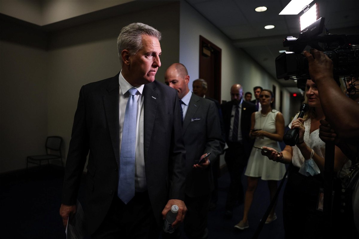 <i>Anna Moneymaker/Getty Images</i><br/>House Minority Leader Kevin McCarthy has pulled out all six Republicans designated to serve on a key select committee on the economy