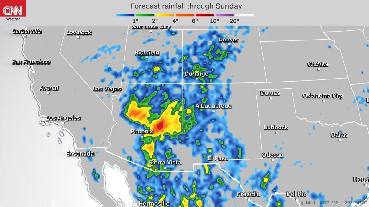 <i>CNN</i><br/>Some areas of Arizona could see over five inches of rainfall through the end of the weekend.