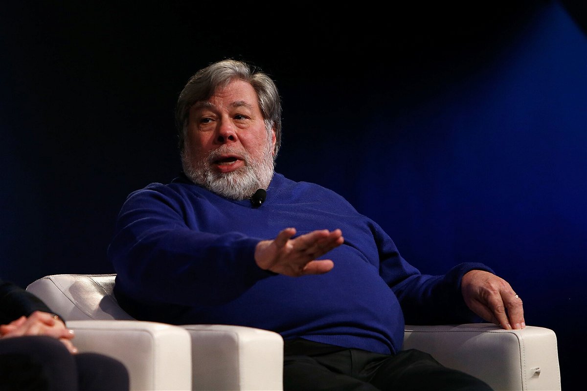 <i>Lachlan Cunningham/Getty Images</i><br/>Co-founder of Apple Steve Wozniak addresses the audience during Science Channel's 