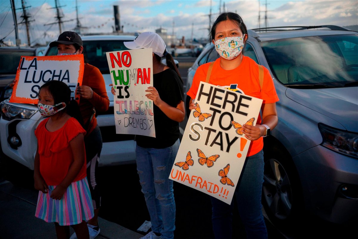 <i>SANDY HUFFAKER/AFP/AFP via Getty Images</i><br/>A federal judge in Texas rules that the Deferred Action for Childhood Arrivals program is unlawful and pictured
