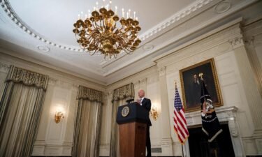 President Joe Biden speaks about the nation's economic recovery amid the Covid-19 pandemic in the State Dining Room of the White House on July 19 in Washington