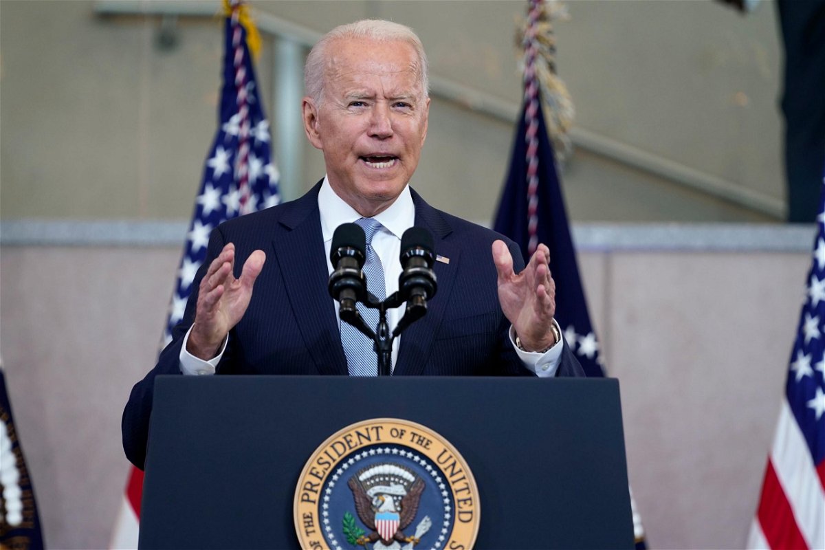 <i>Evan Vucci/AP</i><br/>President Joe Biden delivers a speech on voting rights at the National Constitution Center on July 13 in Philadelphia. White House officials are devising ways to fight the spread of dangerous falsehoods about Covid-19 vaccines