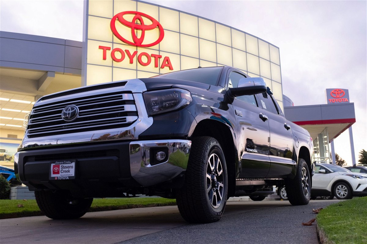 <i>Yichuan Cao/NurPhoto/Getty Images</i><br/>A Toyota Tundra pickup truck is seen at a car dealership in San Jose