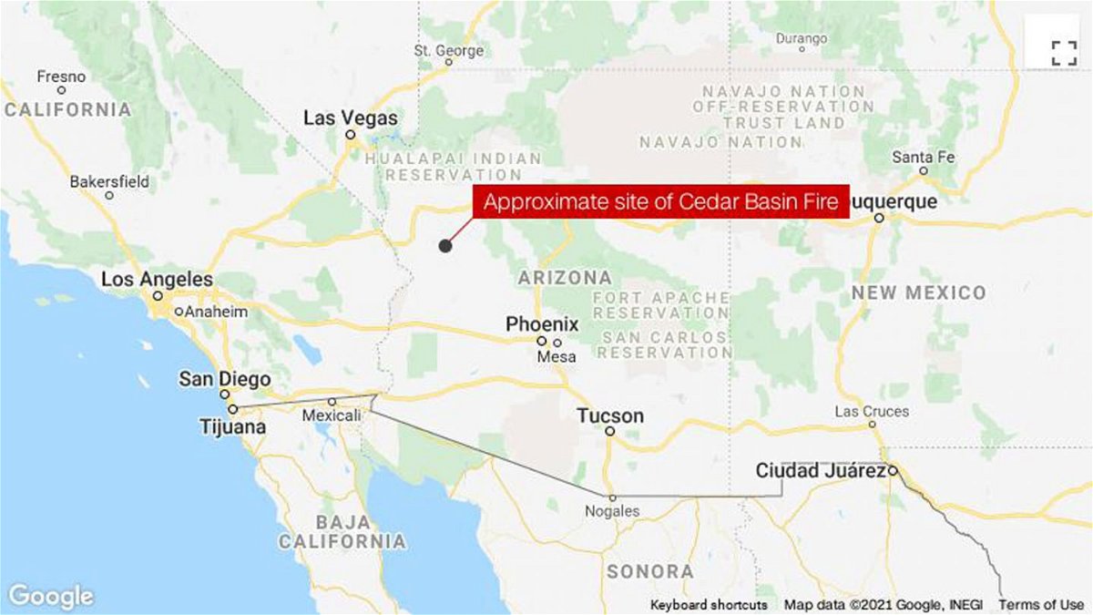 <i>Google Maps</i><br/>Two people battling the Cedar Basin Fire from the sky were killed in an aircraft accident on July 10