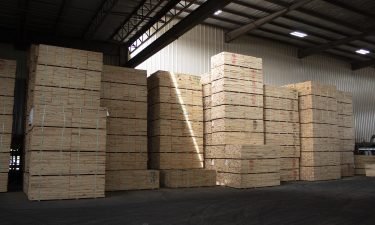 Lumber boards stacked at the Charles Ingram Lumber Company warehouse in Effingham