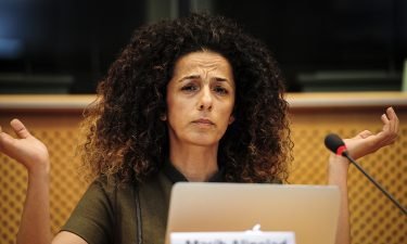 Iranian journalist and writer Masih Alinejad listens during an event at European Parliament headquarters in Brussels in 2016. Four Iranian nationals have been charged in an alleged plot to kidnap the US journalist and human rights activist from New York