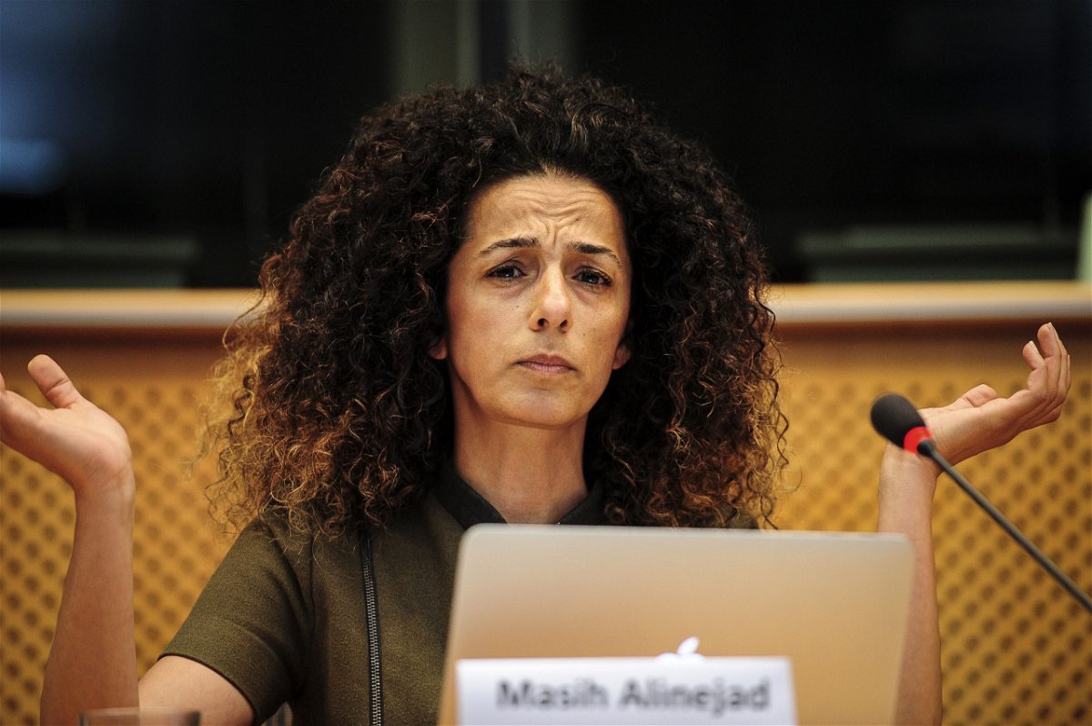 <i>Wiktor Dabkowski/DPA/Zuma</i><br/>Iranian journalist and writer Masih Alinejad listens during an event at European Parliament headquarters in Brussels in 2016. Four Iranian nationals have been charged in an alleged plot to kidnap the US journalist and human rights activist from New York