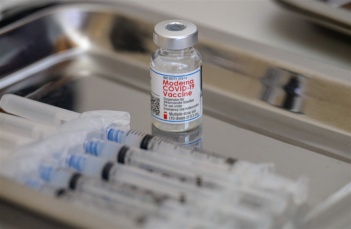 <i>Angela Weiss/AFP/Getty Images</i><br/>A vial of the Moderna Covid-19 vaccine and syringes sit prepared at a pop up vaccine clinic on April 16 in New York City. The U.S. will begin shipping more than 3 million additional Covid-19 vaccines to certain Central American countries