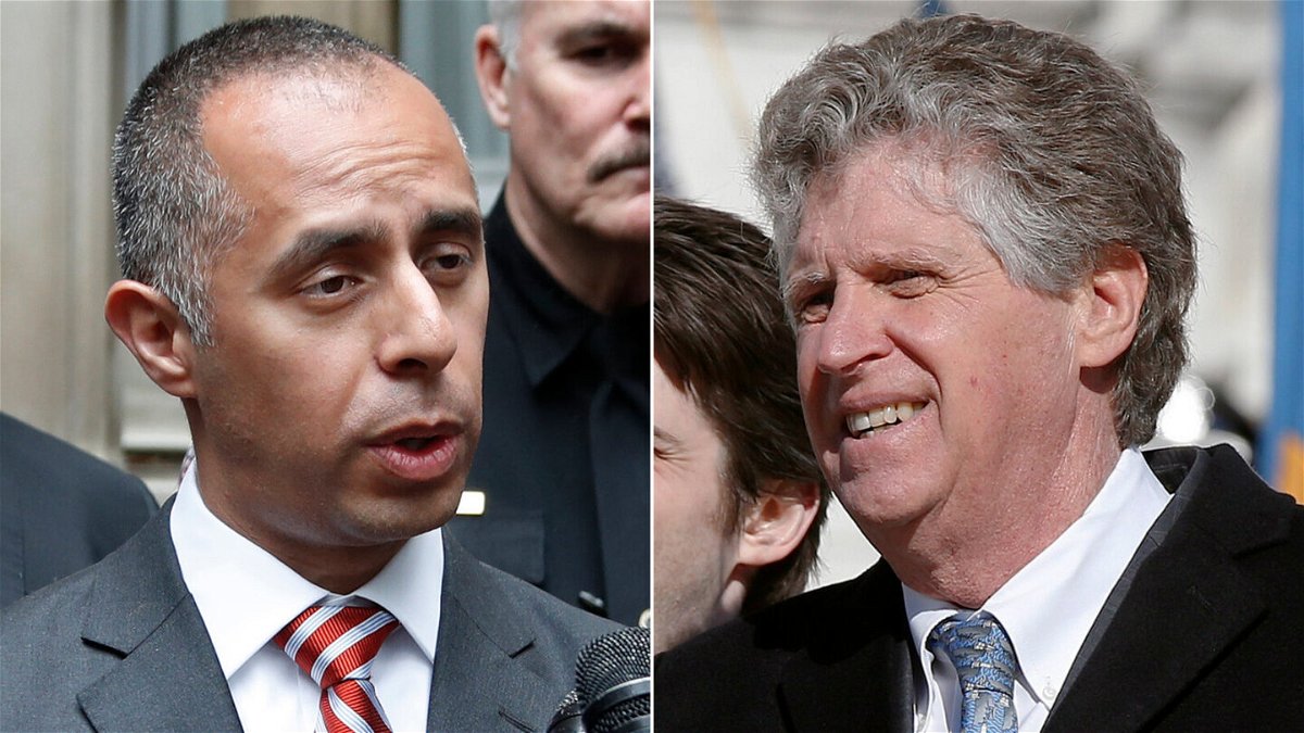 <i>Associated Press</i><br/>Rhode Island Gov. Dan McKee (R) was confronted Wednesday evening by the mayor of Providence Jorge Elorza (L)