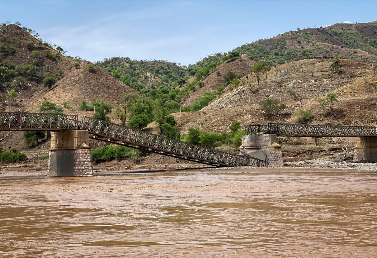 <i>Roger Sandberg/Medical Teams International/AP</i><br/>A destroyed bridge crossing the Tekeze River is seen in the Tigray region of northern Ethiopia Thursday