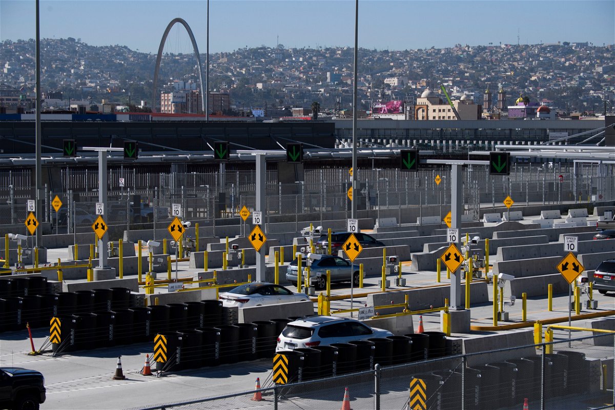 <i>Patrick T. Fallon/AFP/Getty Images</i><br/>Vehicles enter a checkpoint as they approach the Mexico border at the US Customs and Border Protection San Ysidro Port of Entry at the US- Mexico border on February 19 in San Diego.