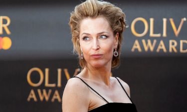 Gillian Anderson is pictured at the Olivier Awards in London in 2019. Anderson says she is "not wearing a bra anymore."