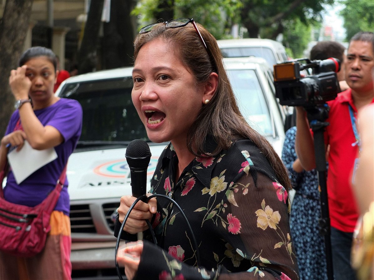 <i>Josefiel Rivera/SOPA Images/Sipa USA/AP</i><br/>Arlene Brosas of the Gabriela Women's Party during a demonstration in Manila