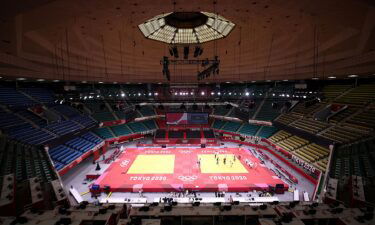 A general view shows the Nippon Budokan venue for judo and karate events during the Tokyo 2020 Olympic Games in Tokyo on July 21