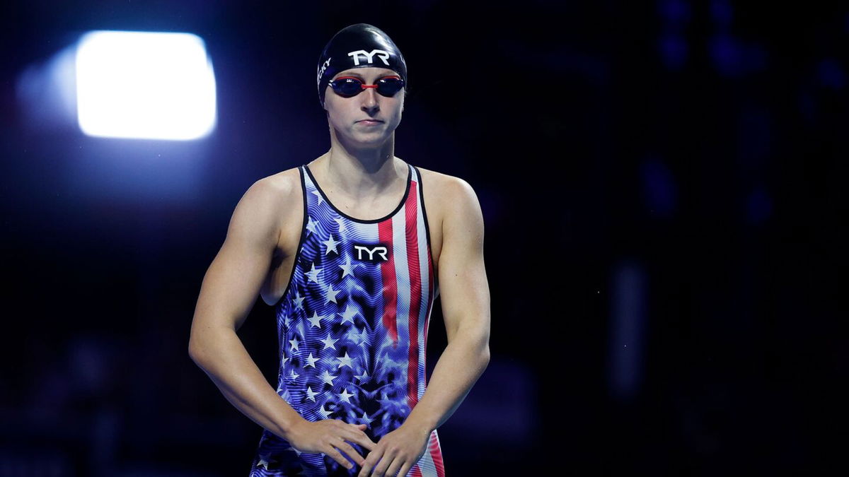 Katie Ledecky standing before competing