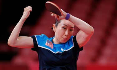 Liu Juan in action in the women's table tennis third round.