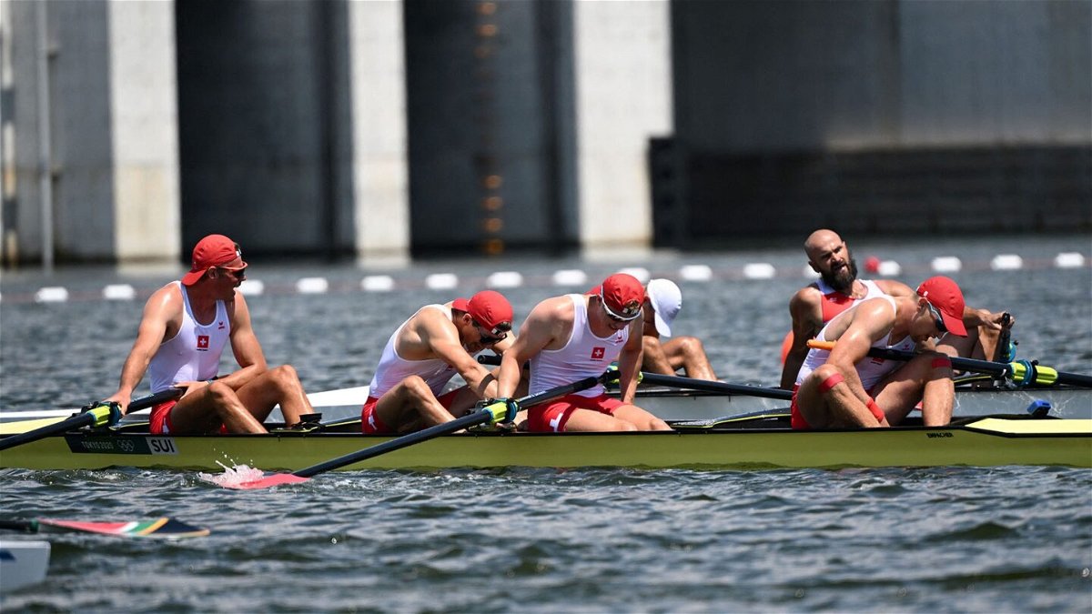 Tense finish in men's four rowing repechage