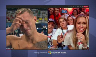 Reunited: Dressel moved to tears by family after gold win