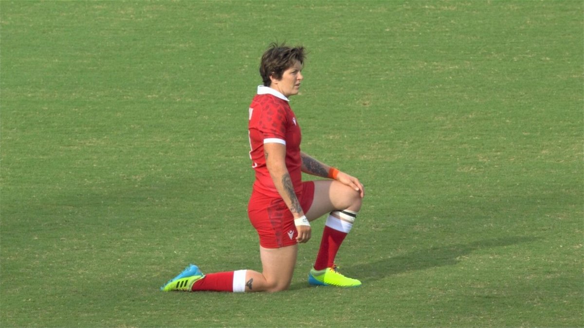 Canada and Brazil rugby players kneel in demonstration