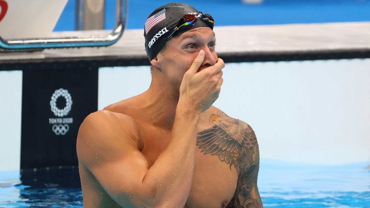 USA's Caeleb Dressel emotional after win