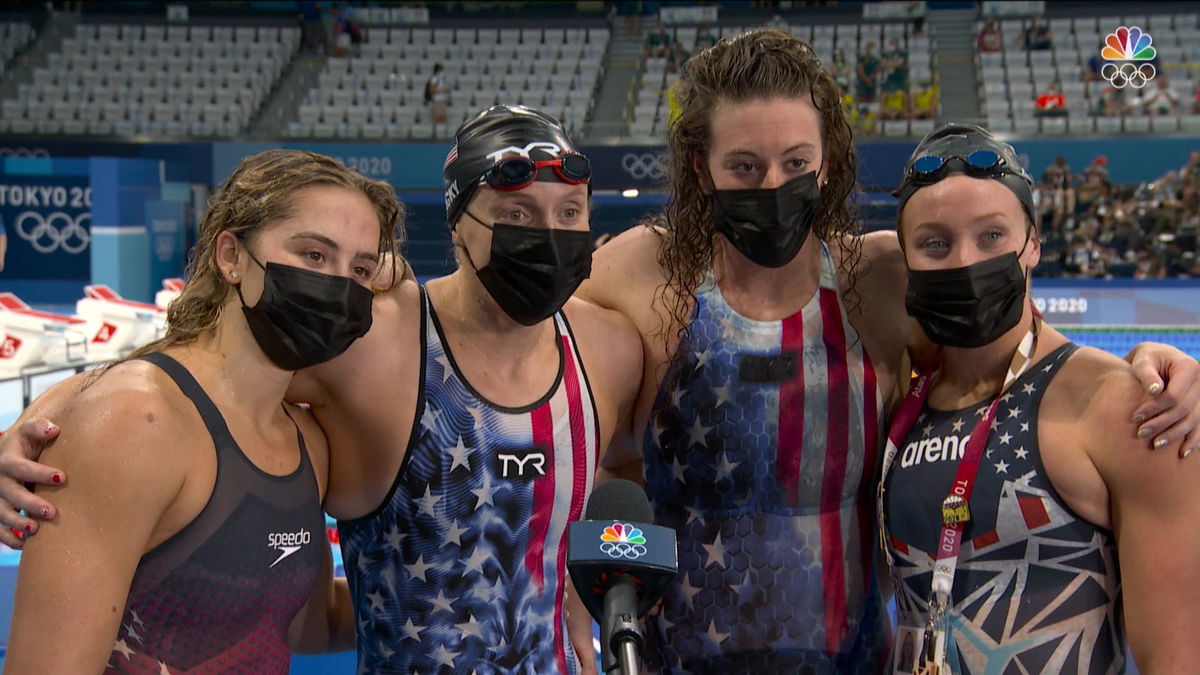 Us Relay Team Talks Resilience After 4x200 Silver Ktvz 