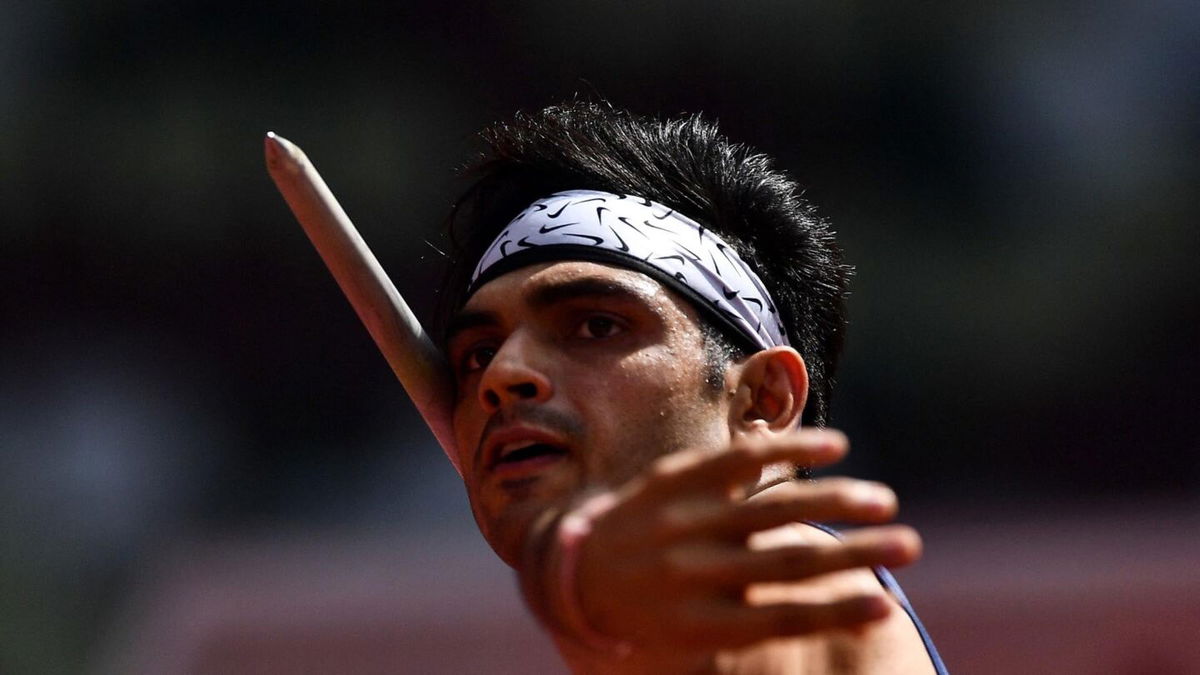 India's Neeraj Chopra competes in the men's javelin throw qualification during the Tokyo 2020 Olympic Games