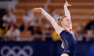 Jade Carey finishes floor routine