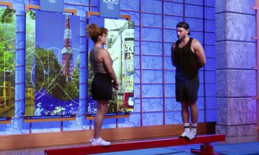 Gus Kenworthy and Laurie Hernandez bond over balance beam