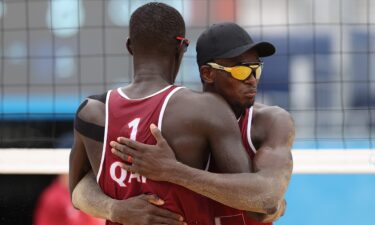 Qatar's Cherif Younousse and Ahmed Tijan at the 2020 Tokyo Olympics