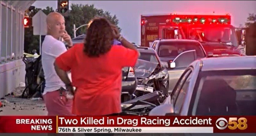 <i>WDJT</i><br/>Police say the crash happened when two vehicles were drag racing