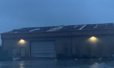 The roof was damaged at Houma Civic Center during Hurricane Ida.