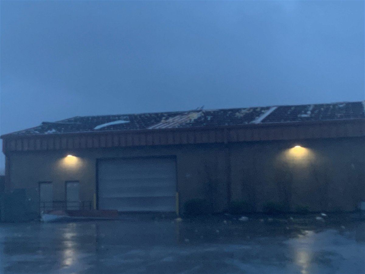 <i>Aaron Cooper/CNN</i><br/>The roof was damaged at Houma Civic Center during Hurricane Ida.