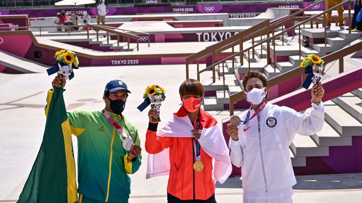 Skateboarding medalists Kelvin Hoefler