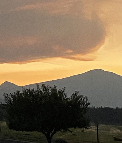 A Sunday evening sunset view as smoke moved into the area; Leslie Newbold called it 'The Whale That Ate the North Sister'