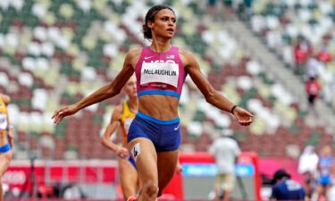 Sydney McLaughlin competes